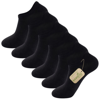 Mens 6pk Bamboo Black Trainer socks